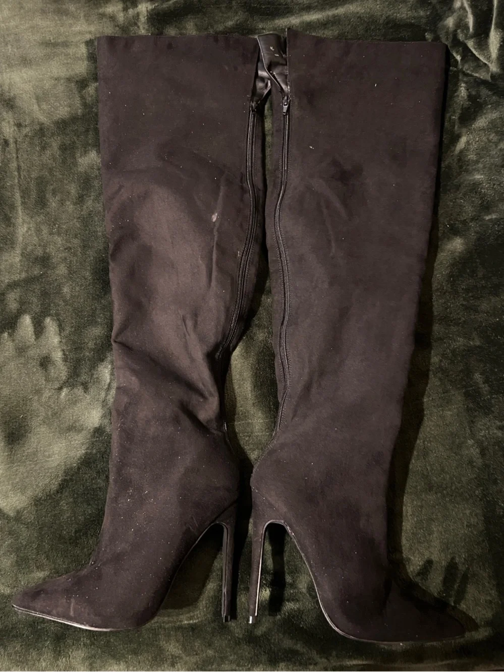 Women's Black Over-the-Knee Stiletto Boots - Classic Elegance